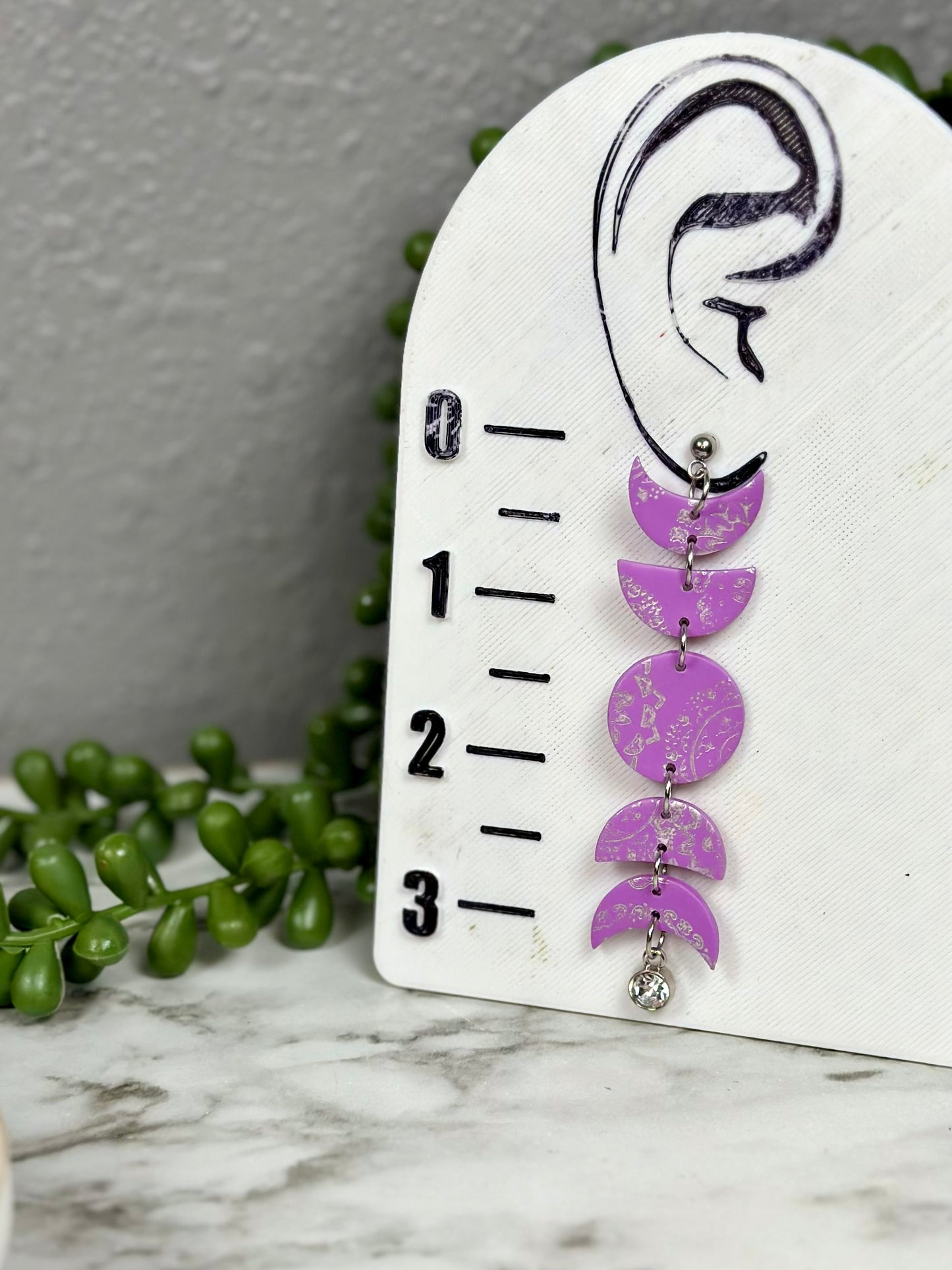 Mandala Stamped Phase of the Moon Dangles