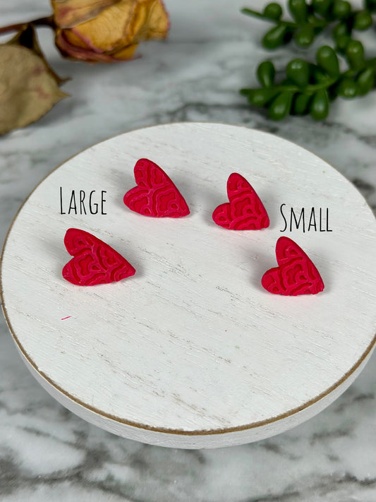 Heart Studs with Lace Texture
