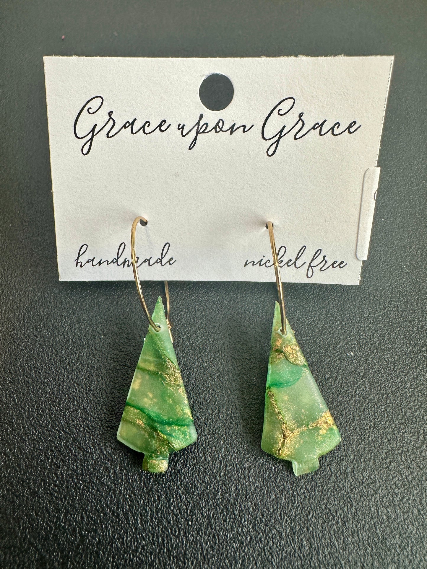 Marbled Minimalist Tree Hoops