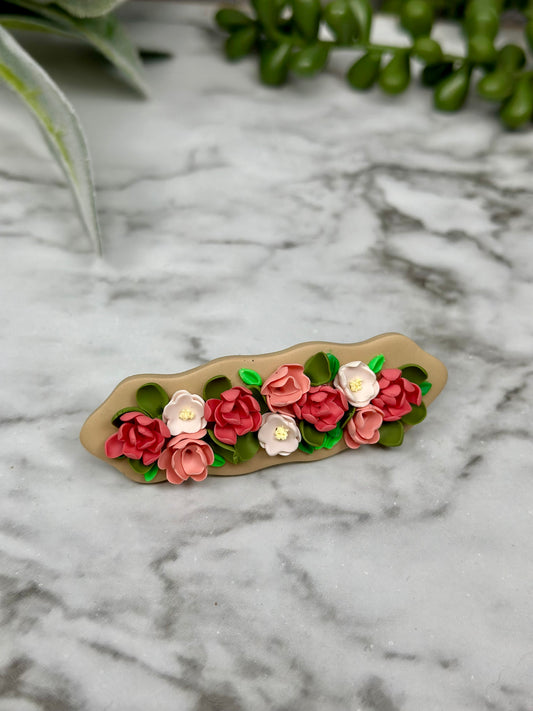 Wavy Barrette with Spring Florals
