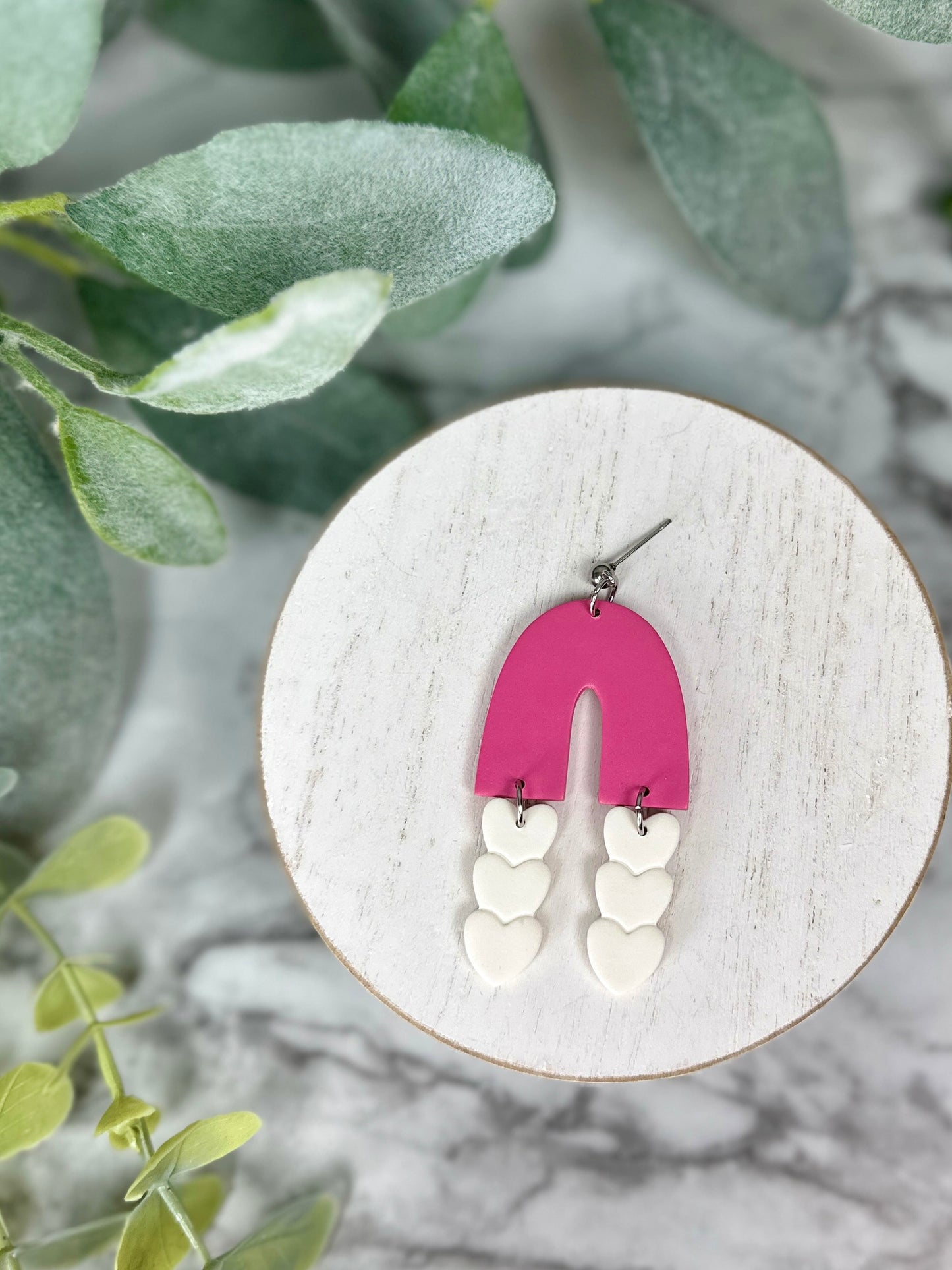 Heart Arch Dangles - Pink
