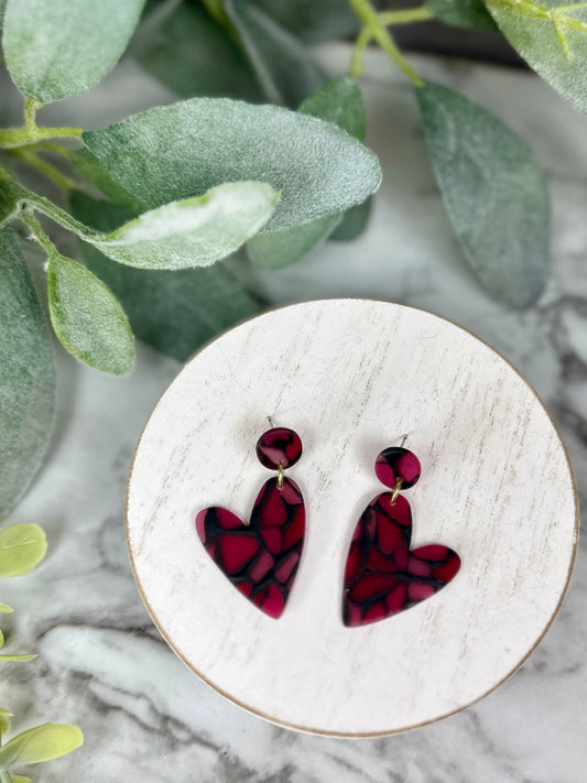 Stained Glass Heart Dangles - Reds/Pinks