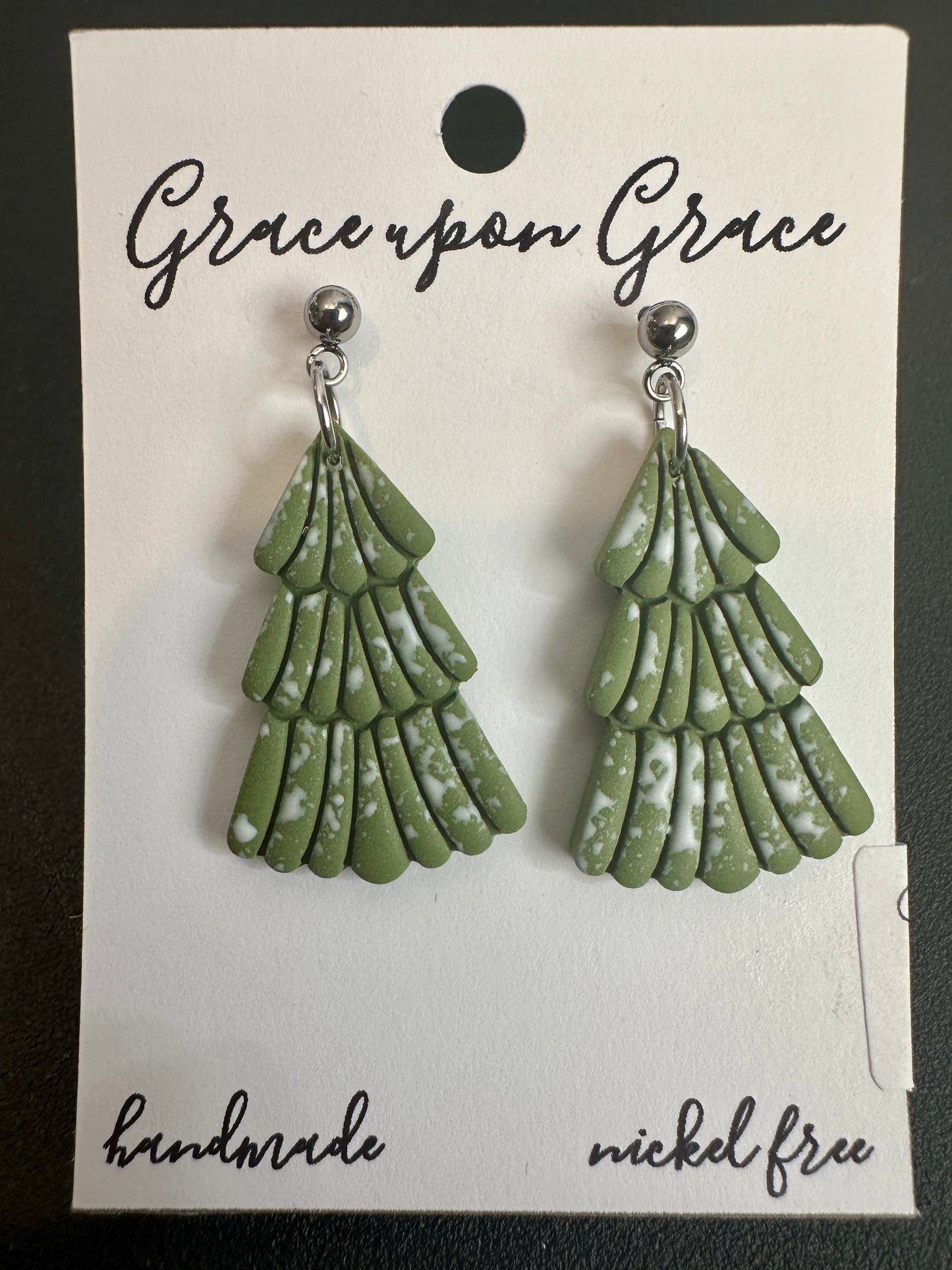 Snowy Embossed Tree Dangles