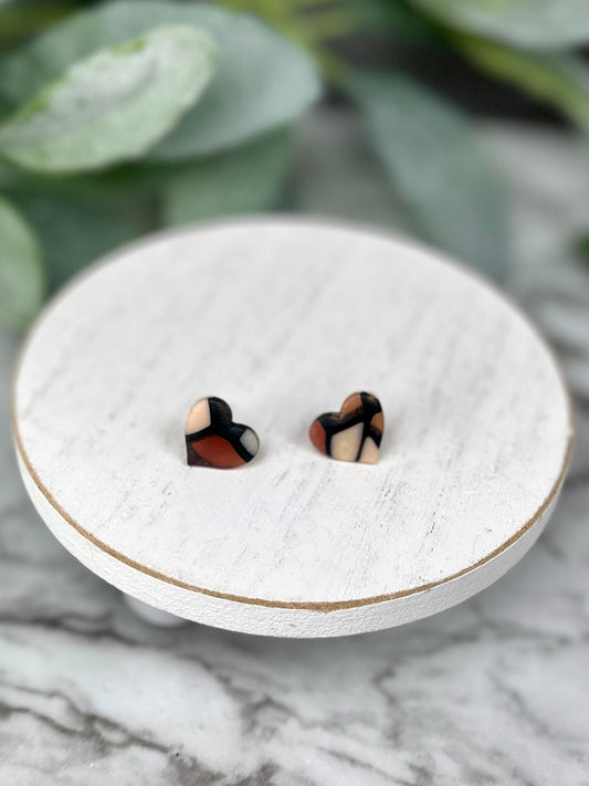 Stained Glass Heart Studs - Neturals