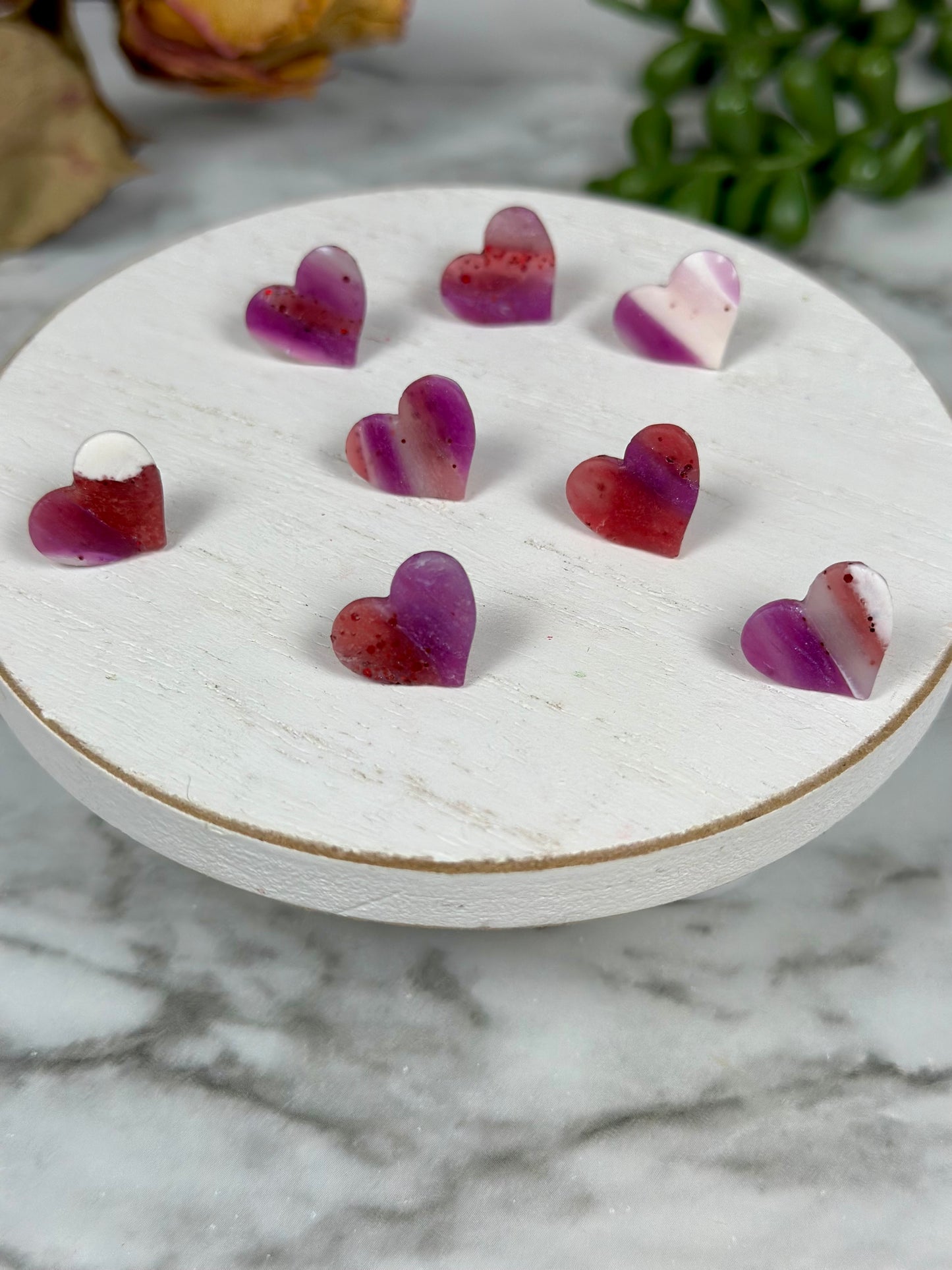 Heart studs - Marbled