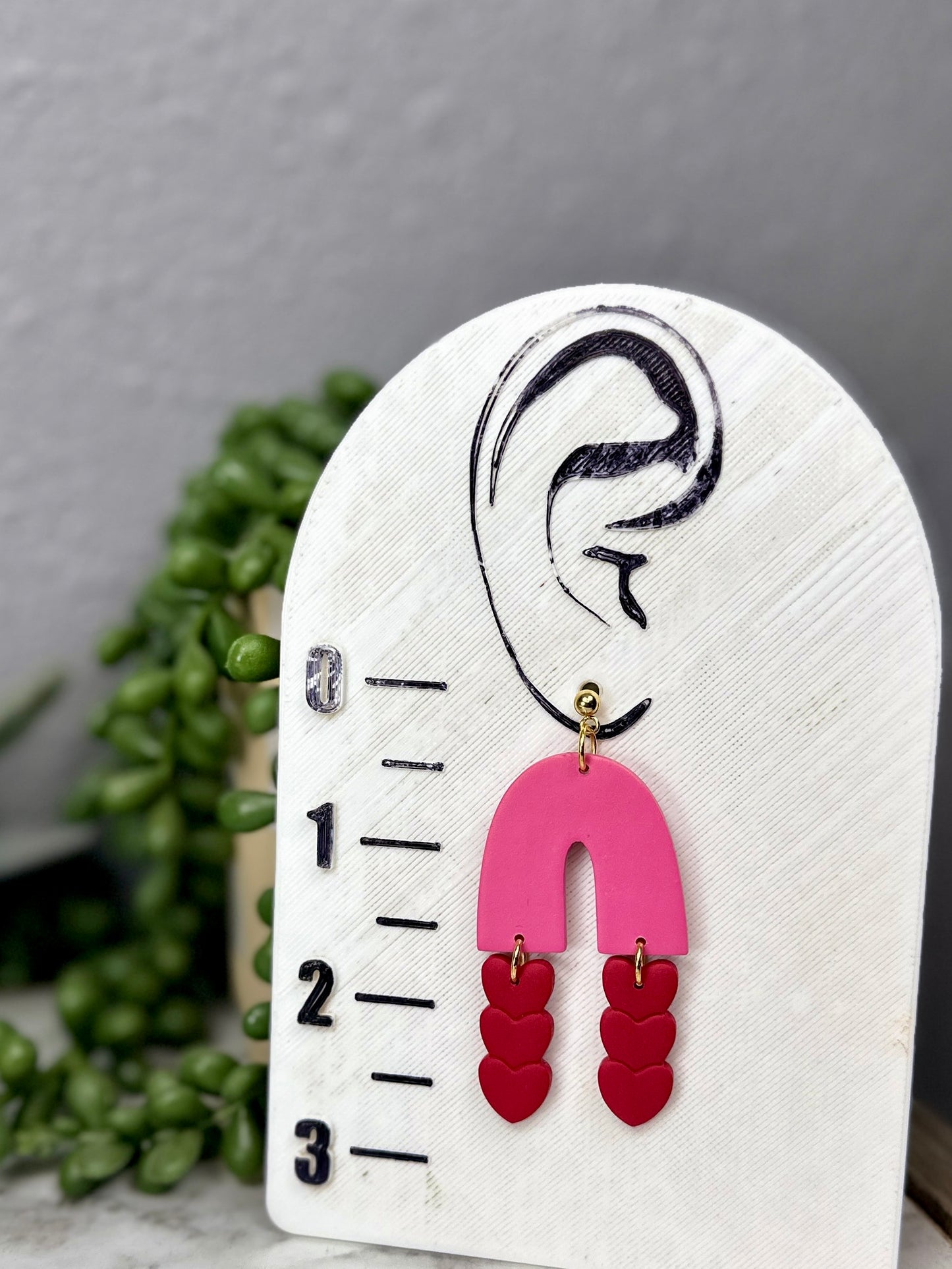 Heart Arch Dangles - Pink