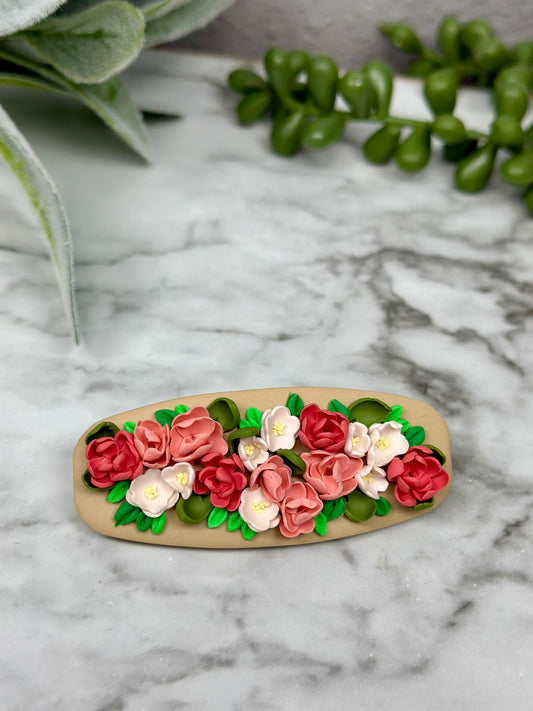 Squoval Barrette with Spring Florals