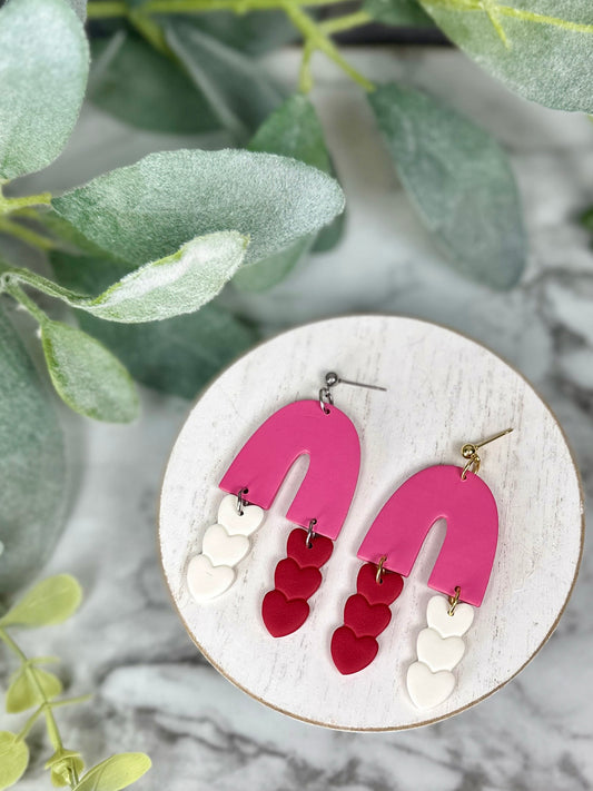 Heart Arch Dangles - Pink