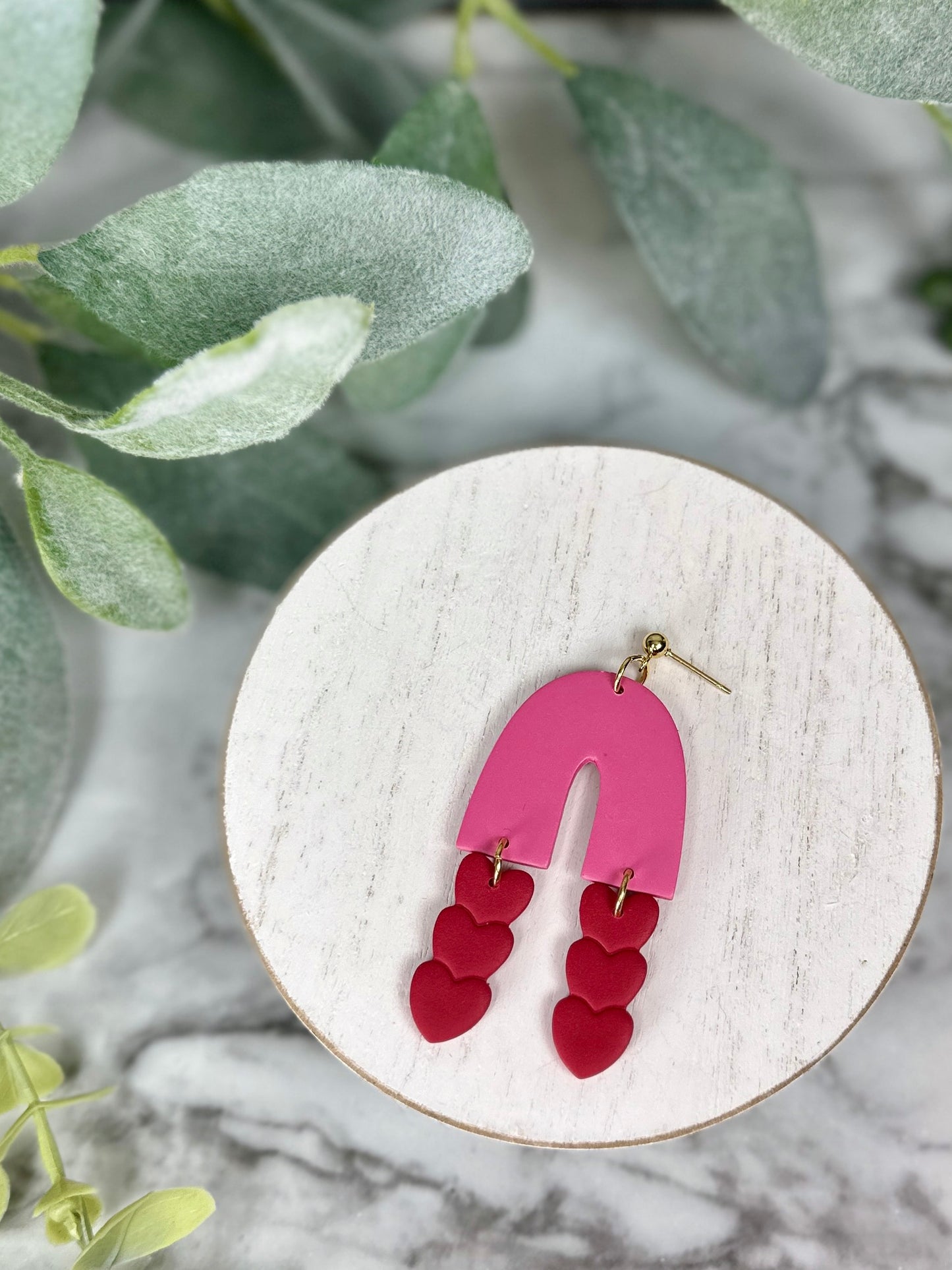 Heart Arch Dangles - Pink