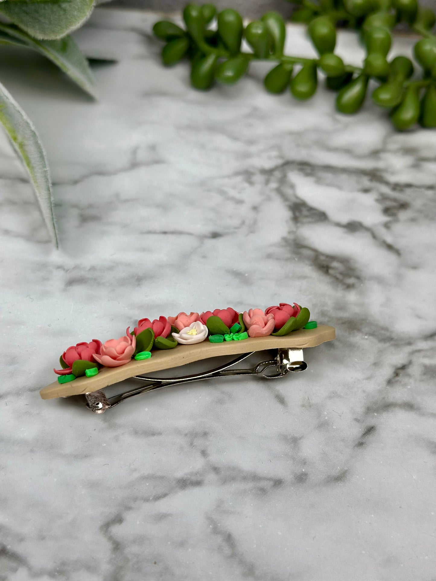 Wavy Barrette with Spring Florals