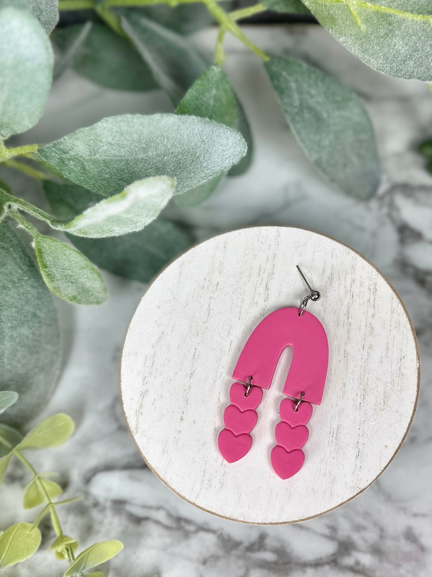 Heart Arch Dangles - Pink