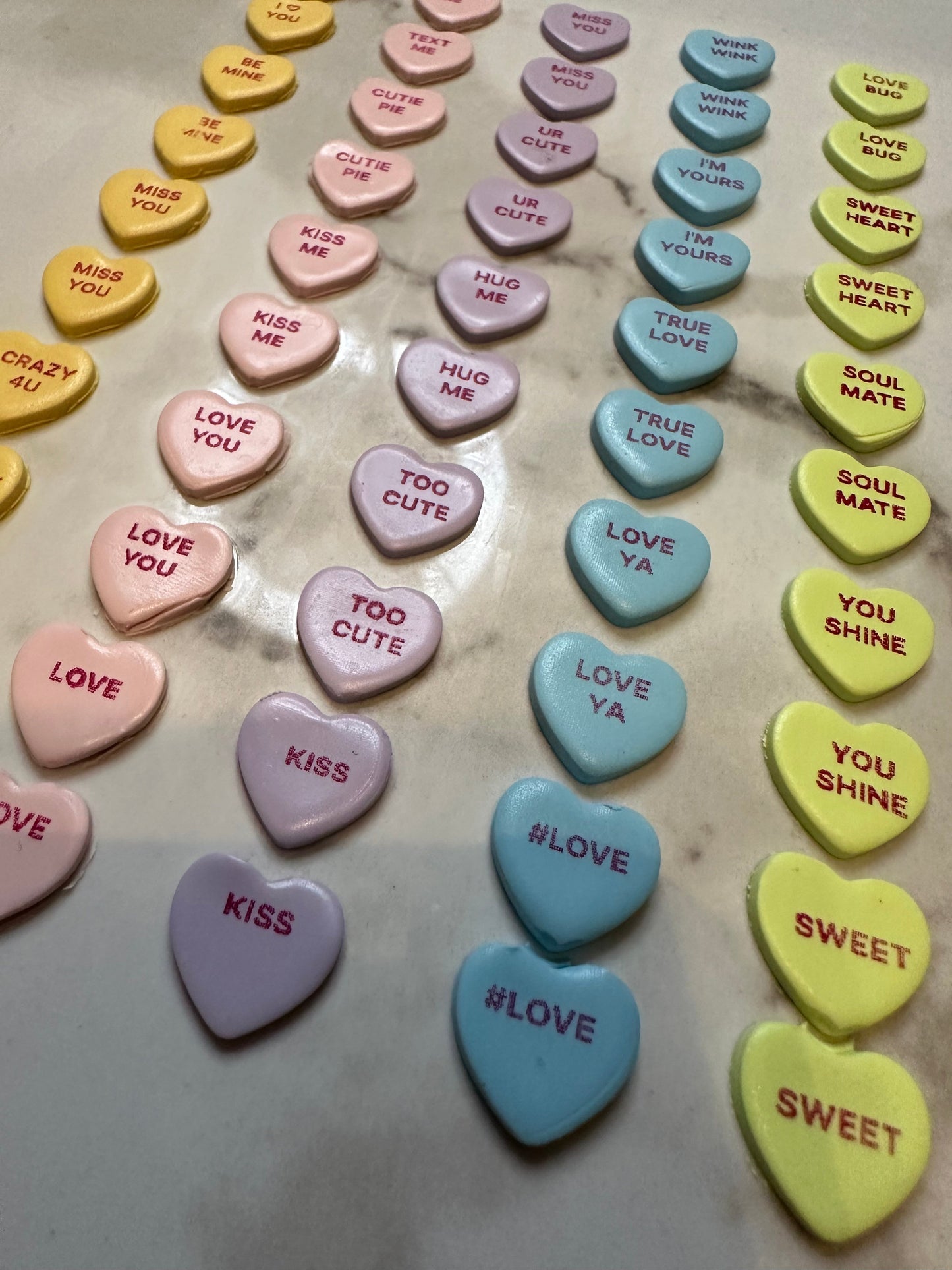 Conversation Heart Studs - Purple, Blue, and Green