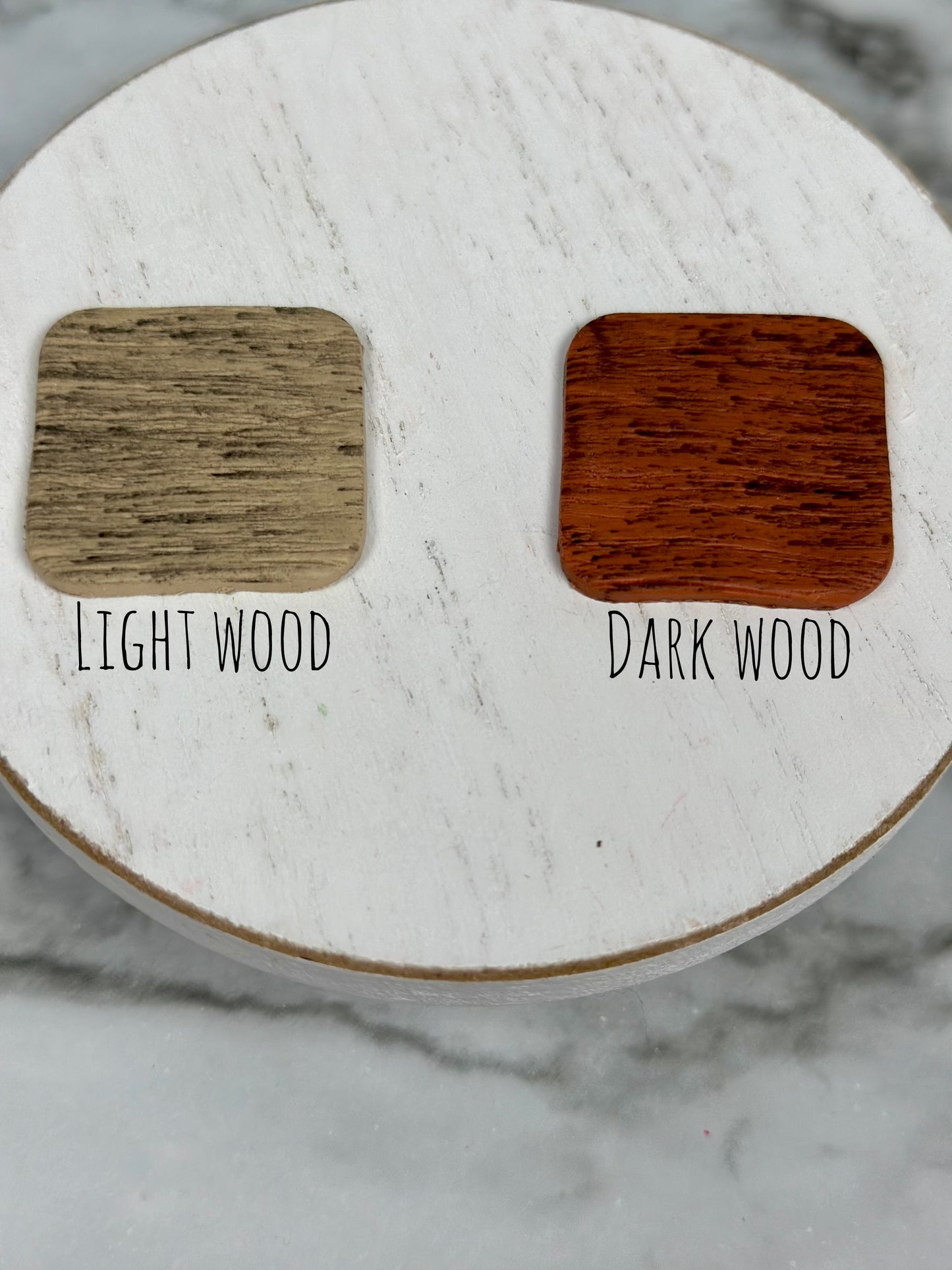 Heart Arch Dangles with Faux Wood Stud Topper