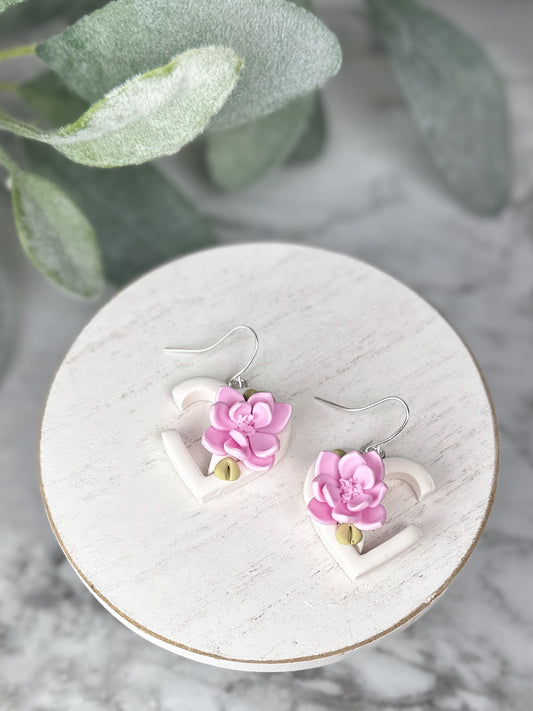 Floral Open Heart Dangles