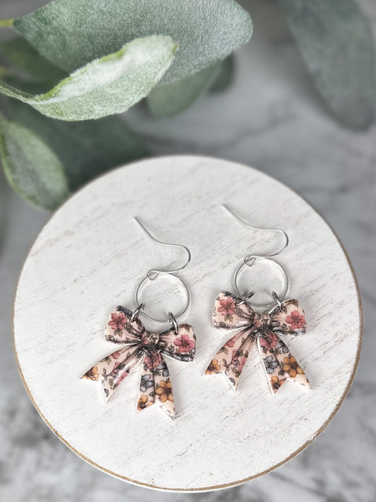 Floral Bow Dangles