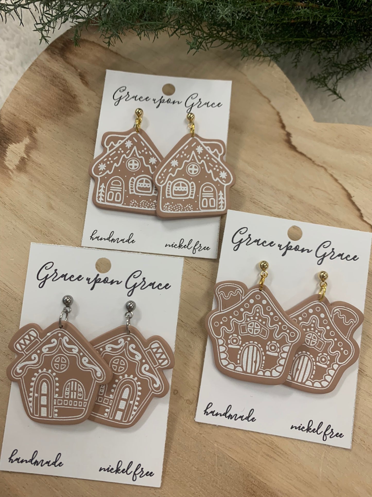 Painted Gingerbread House Dangles