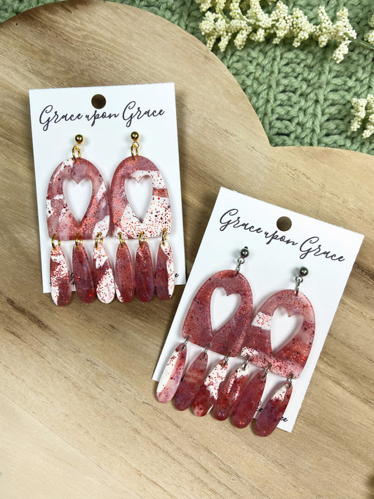 Heart Cutout Dangles - Marbled