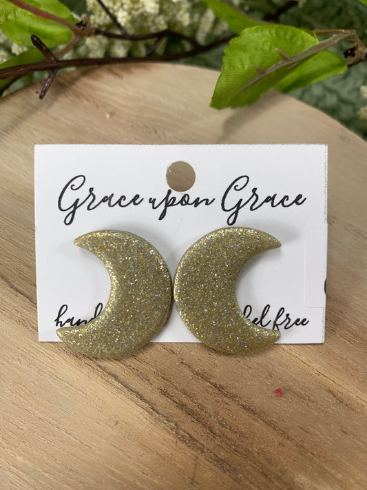 Crescent Moon Studs