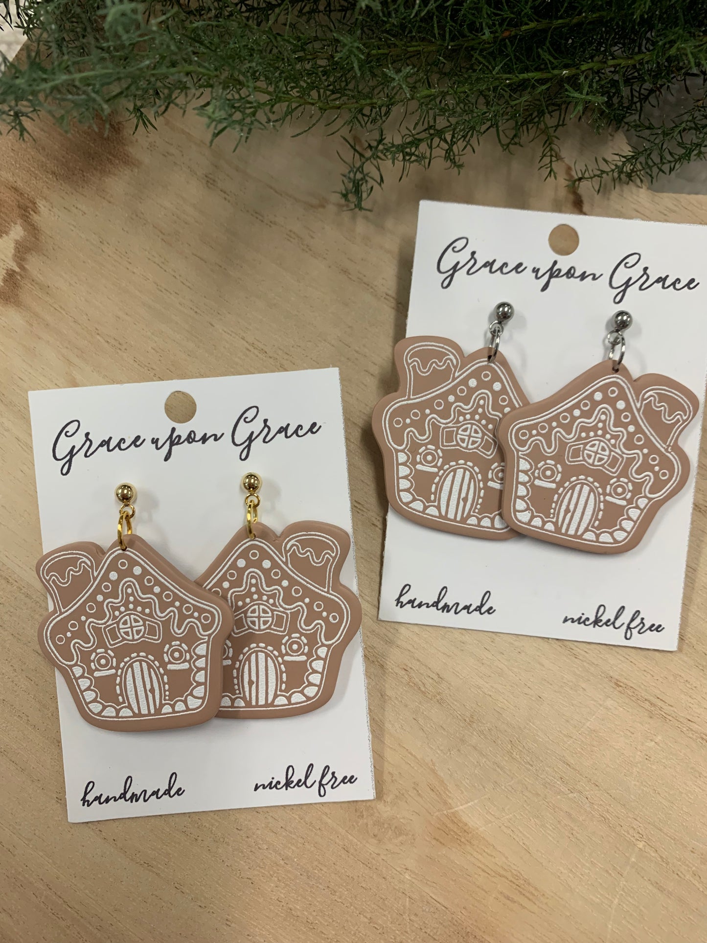 Painted Gingerbread House Dangles