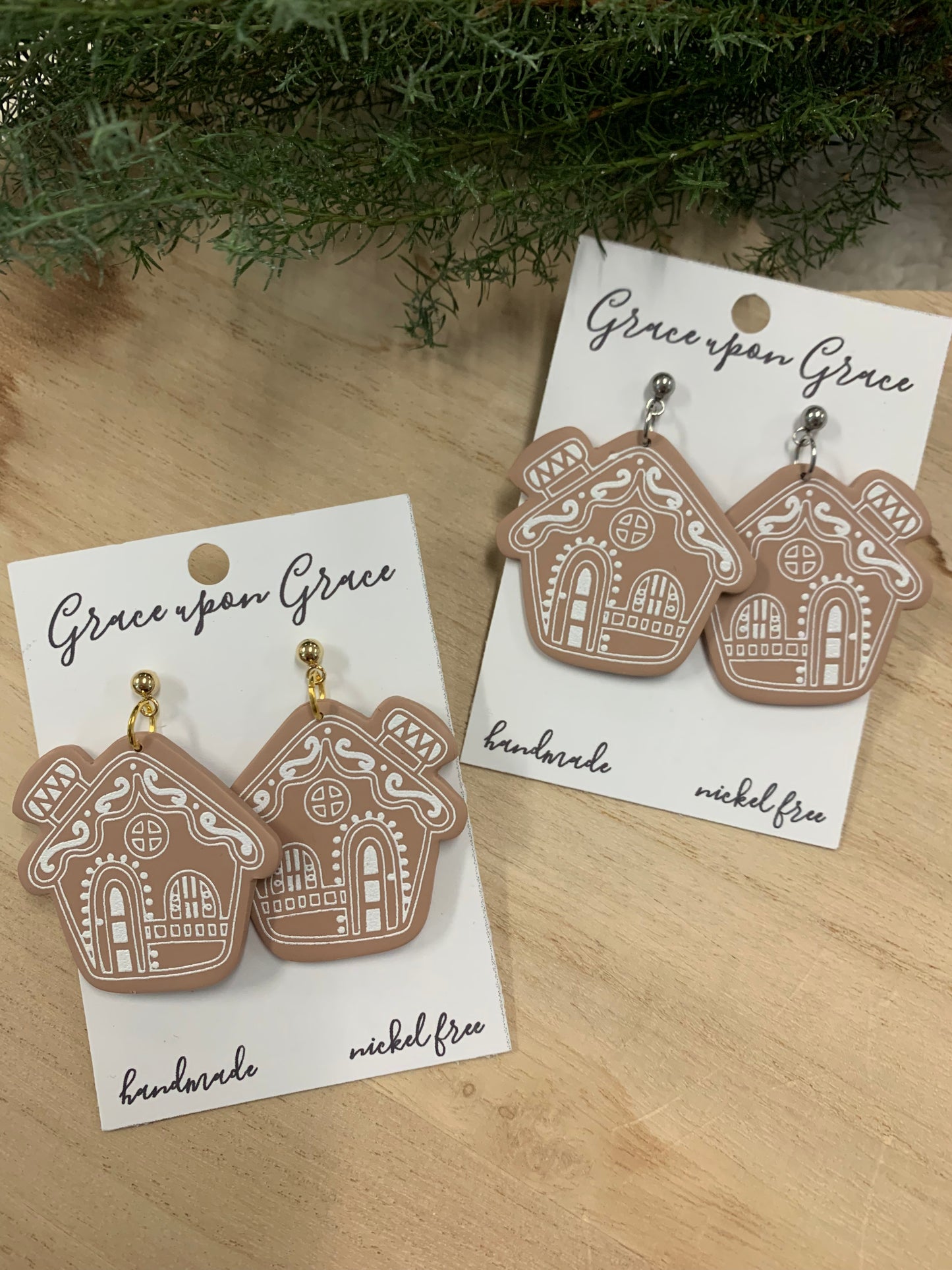 Painted Gingerbread House Dangles
