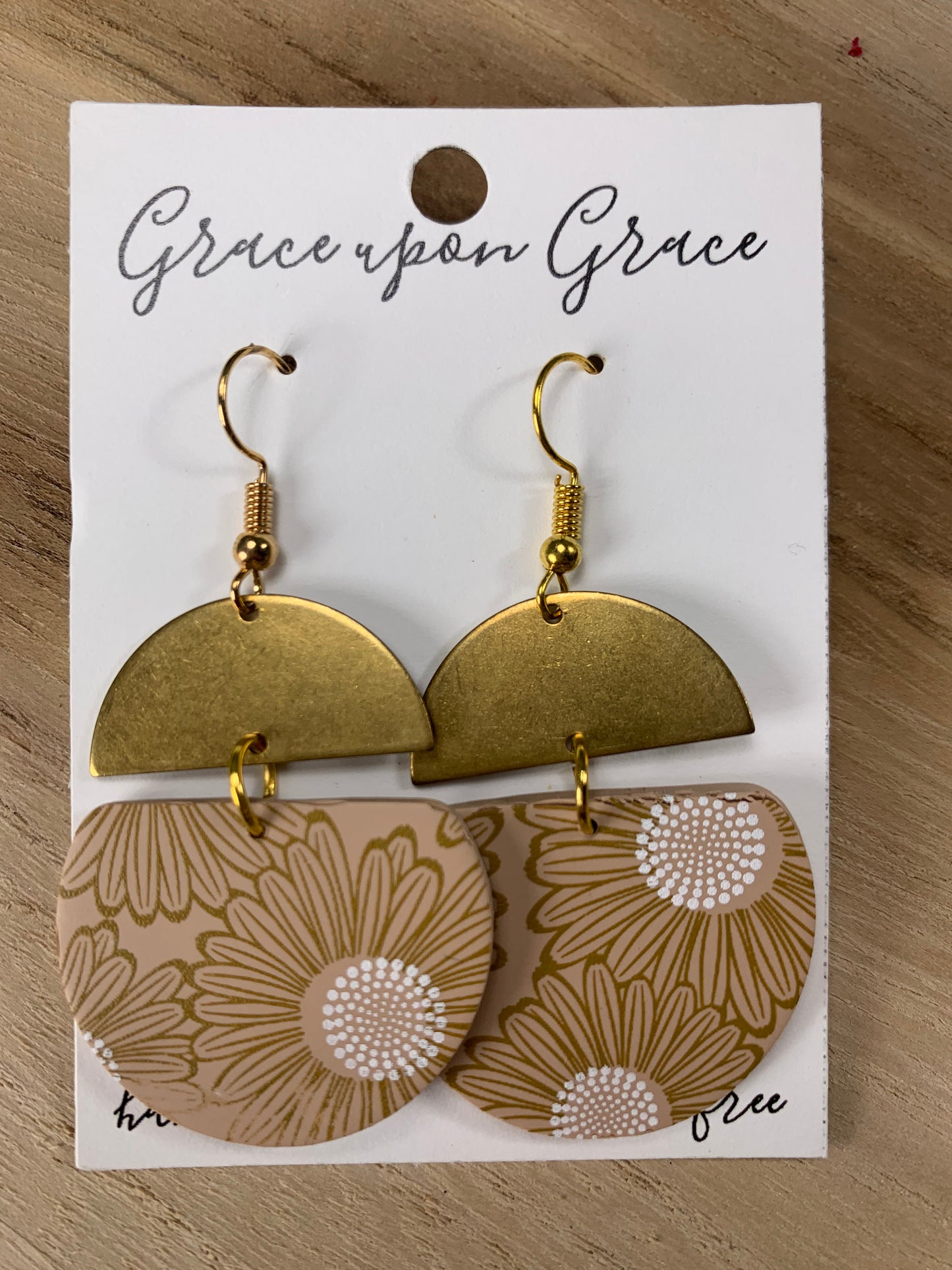 Painted Sunflower Dangles - half circle connectors