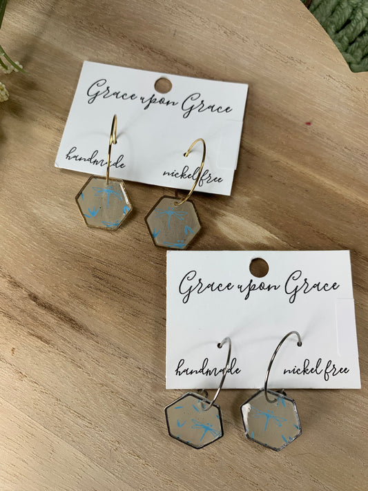 Dragonfly hoops - small hexagons