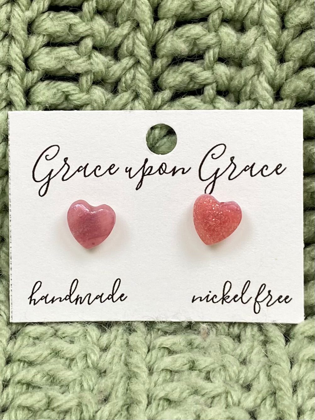 Tiny Heart Studs - Marbled