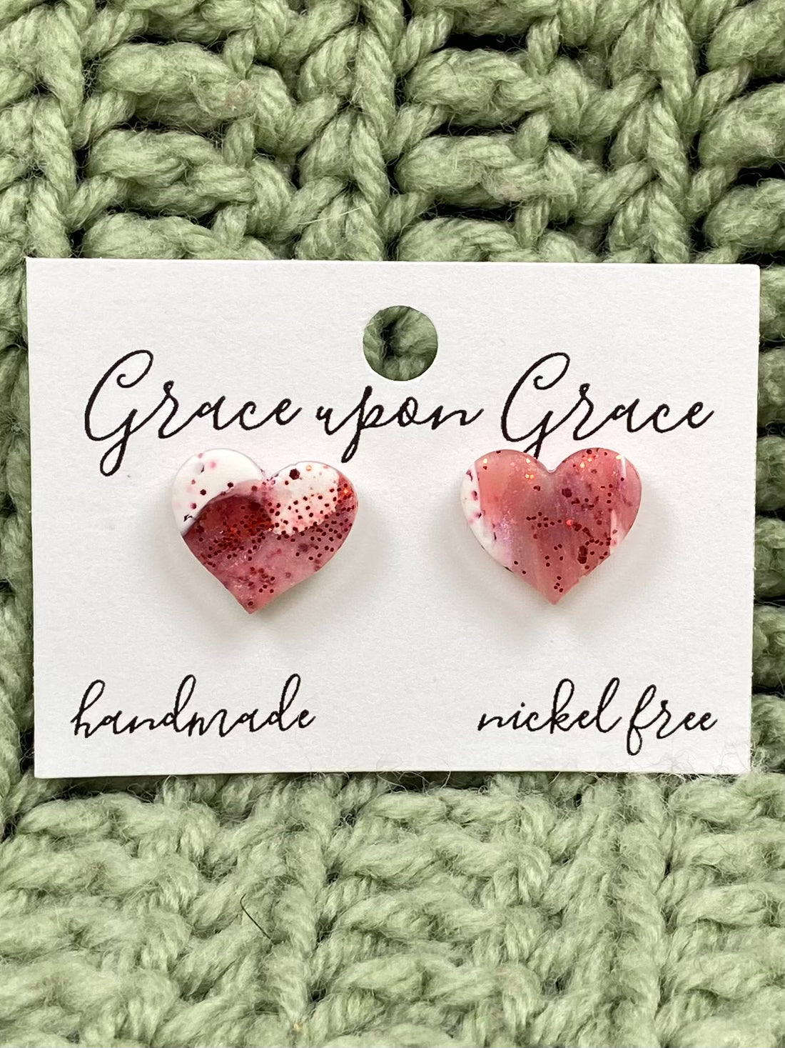 Heart studs - Marbled