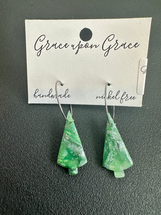 Marbled Minimalist Tree Hoops