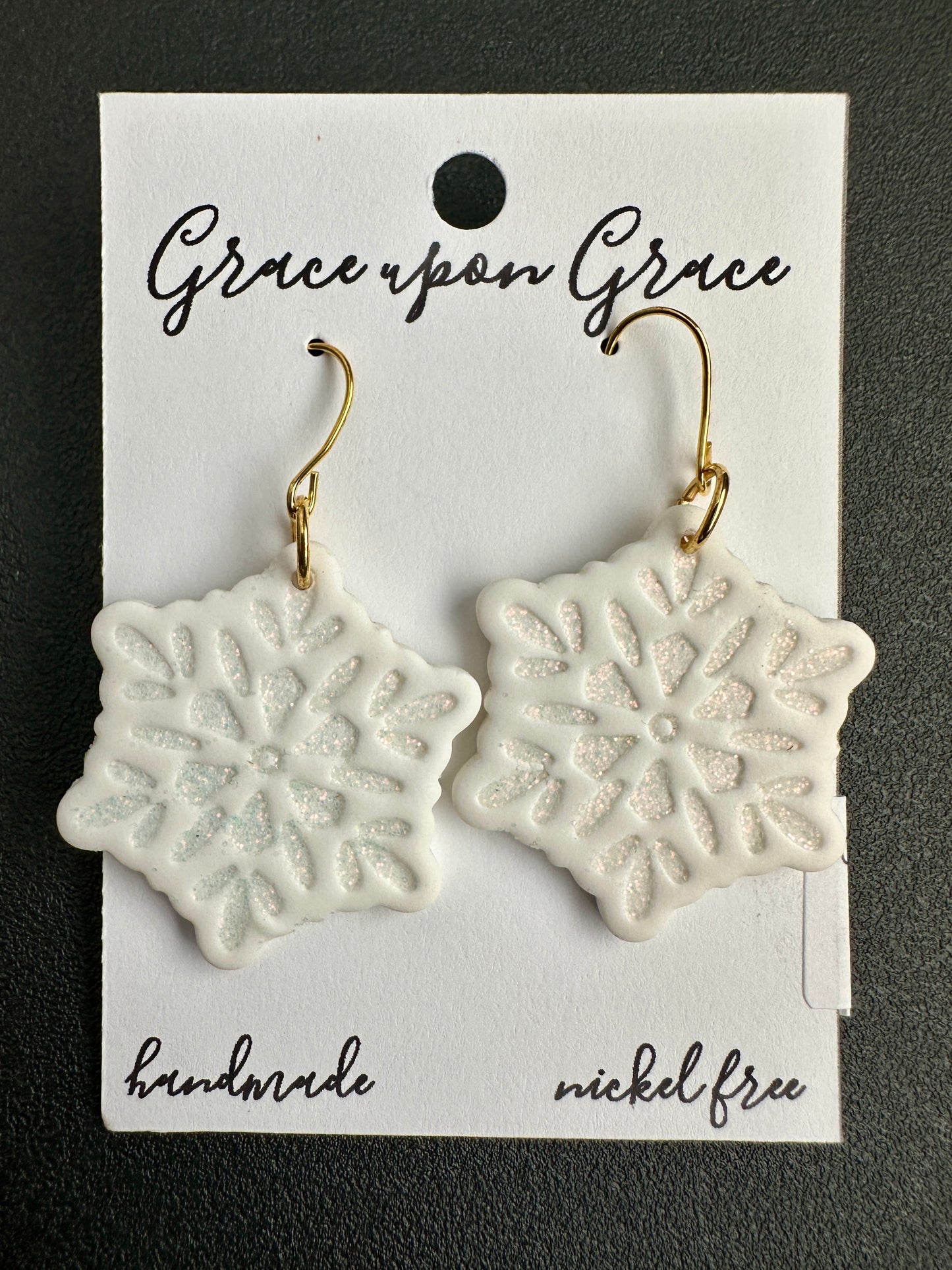 Glittery Snowflake Dangles