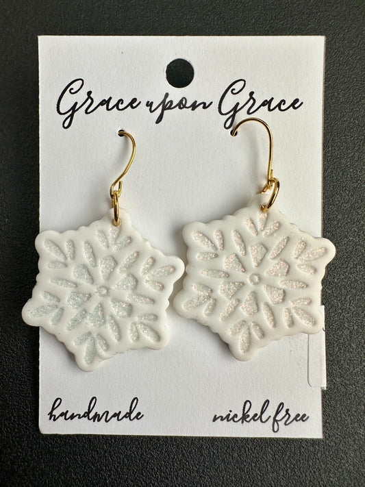 Glittery Snowflake Dangles