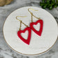 Open Heart Dangles with Lace Texture
