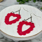 Scalloped Open Heart Dangles with Lace Texture