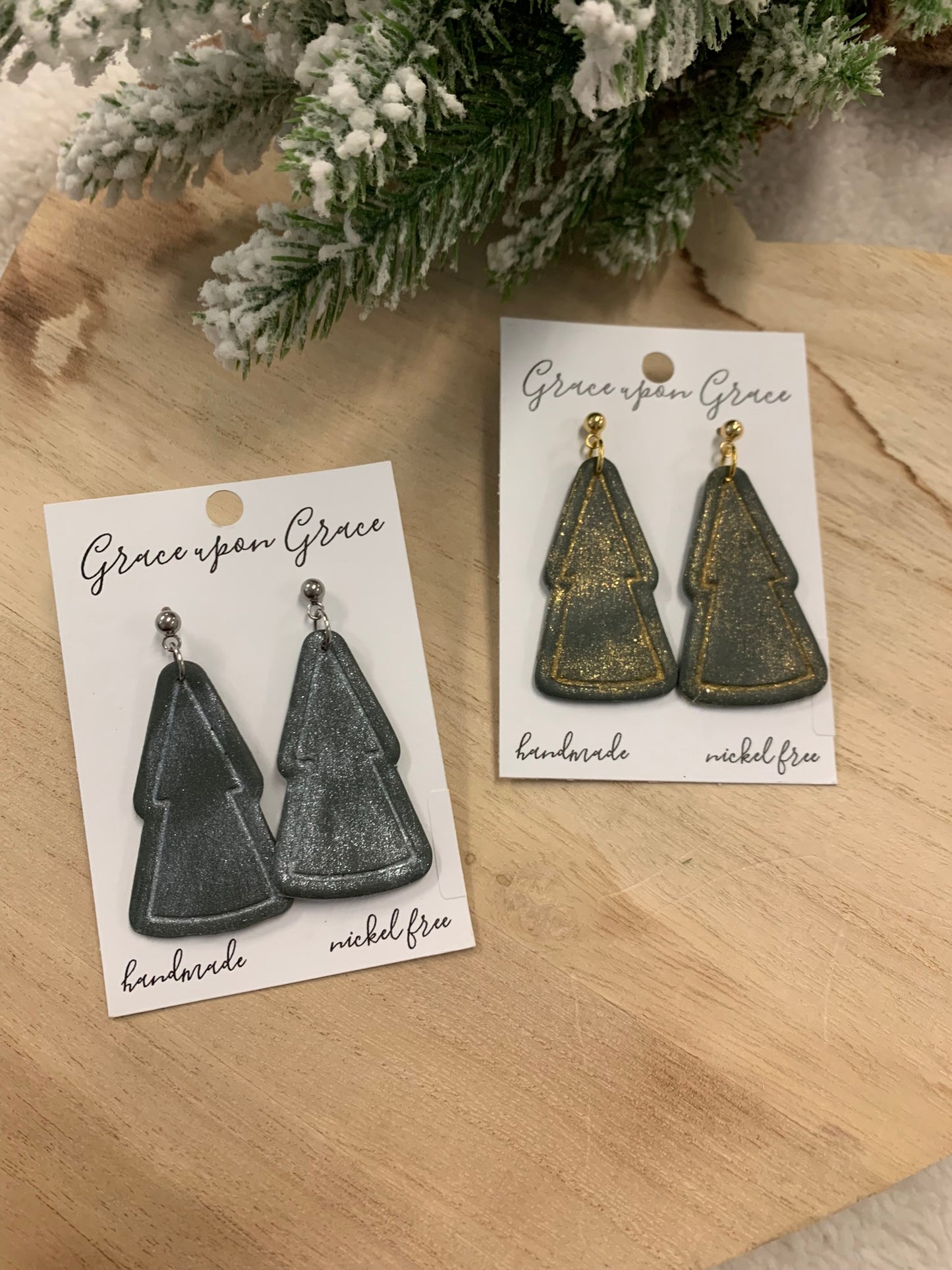 Simple Christmas Tree Dangles - Glittery