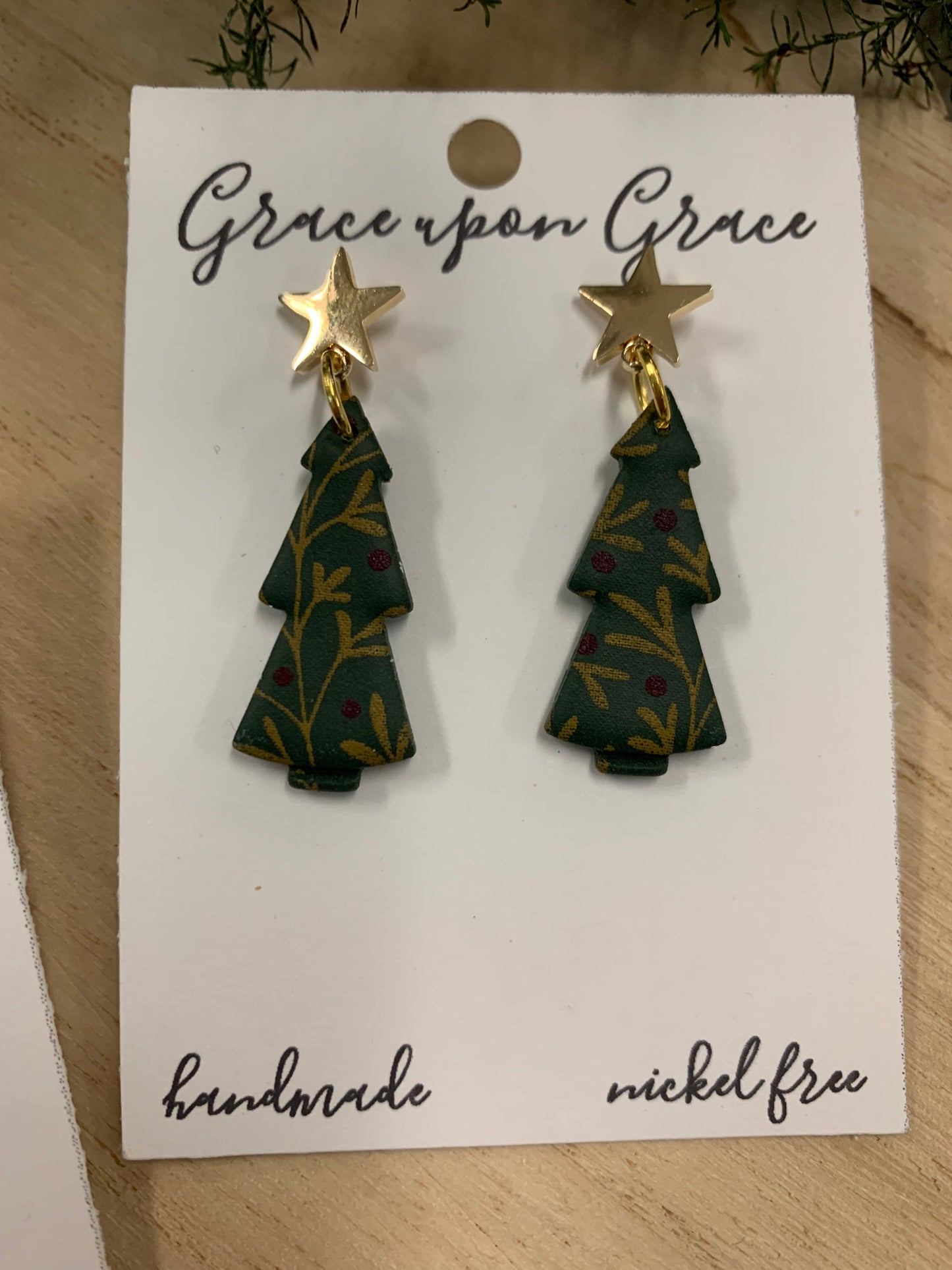 Minimalist Christmas Tree Dangles - Painted