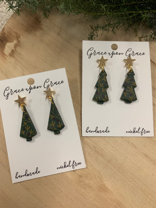 Minimalist Christmas Tree Dangles - Painted