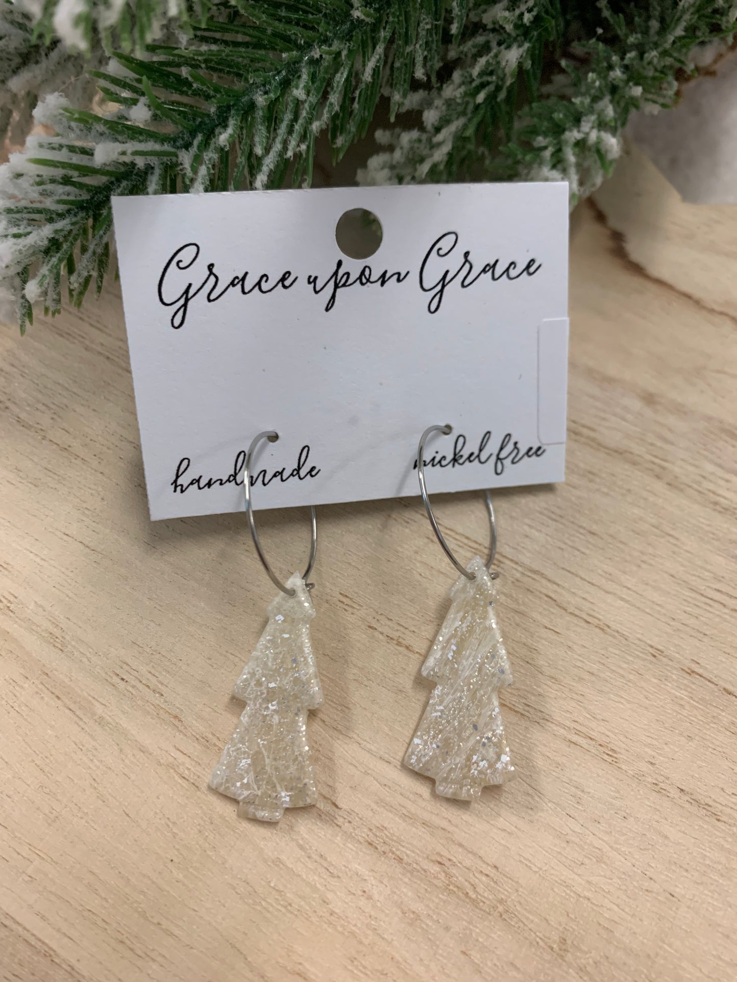 Minimalist Christmas Tree Hoops